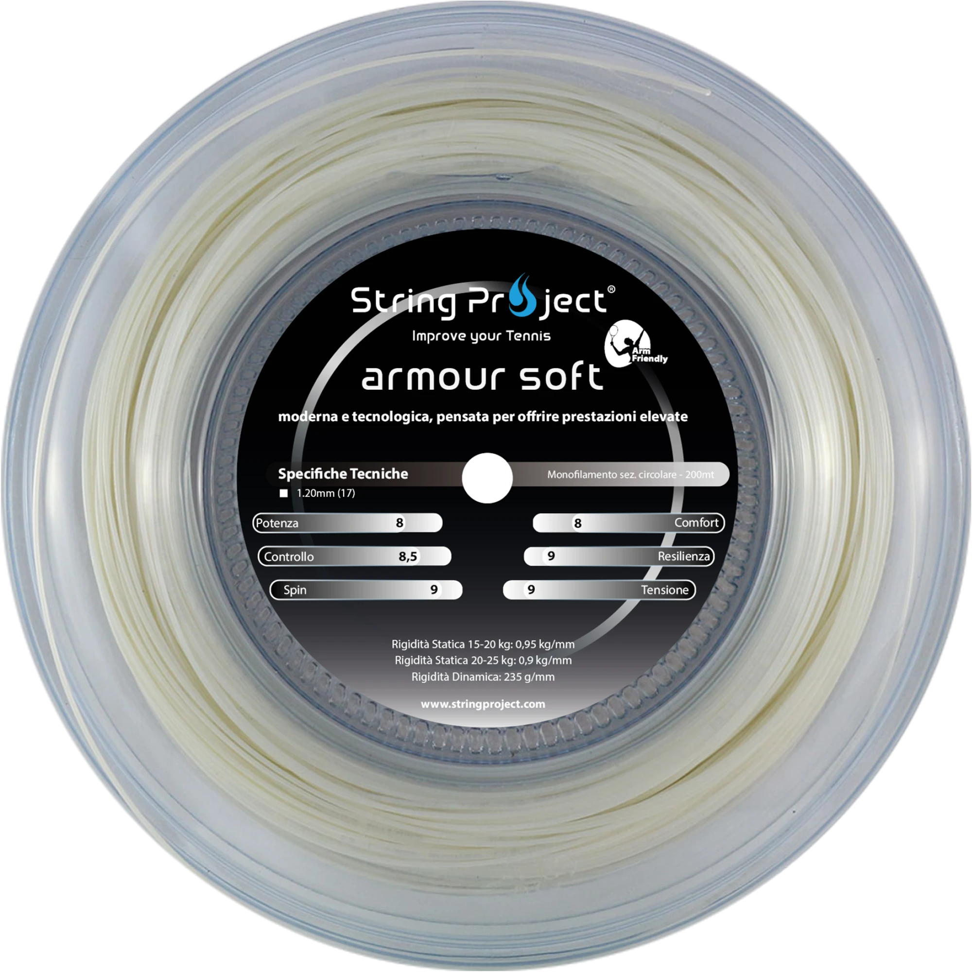 Bobina de 200 m de cuerda de tenis monofilamento String Project Armour Soft