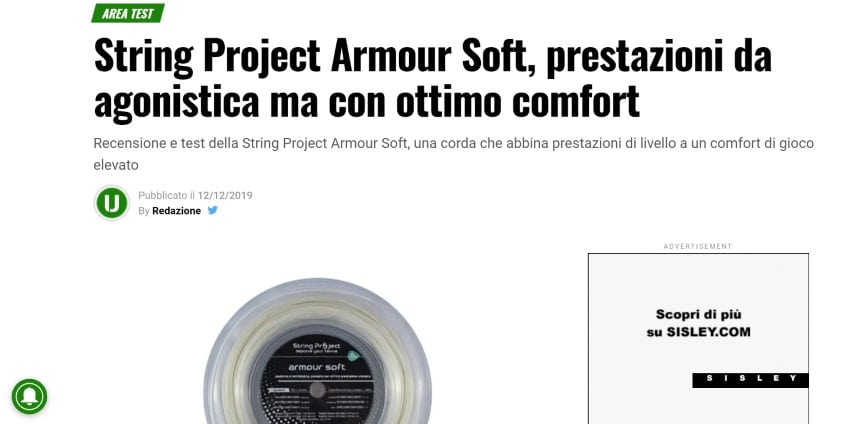 Recensione String Project Armour Soft su ubitennis